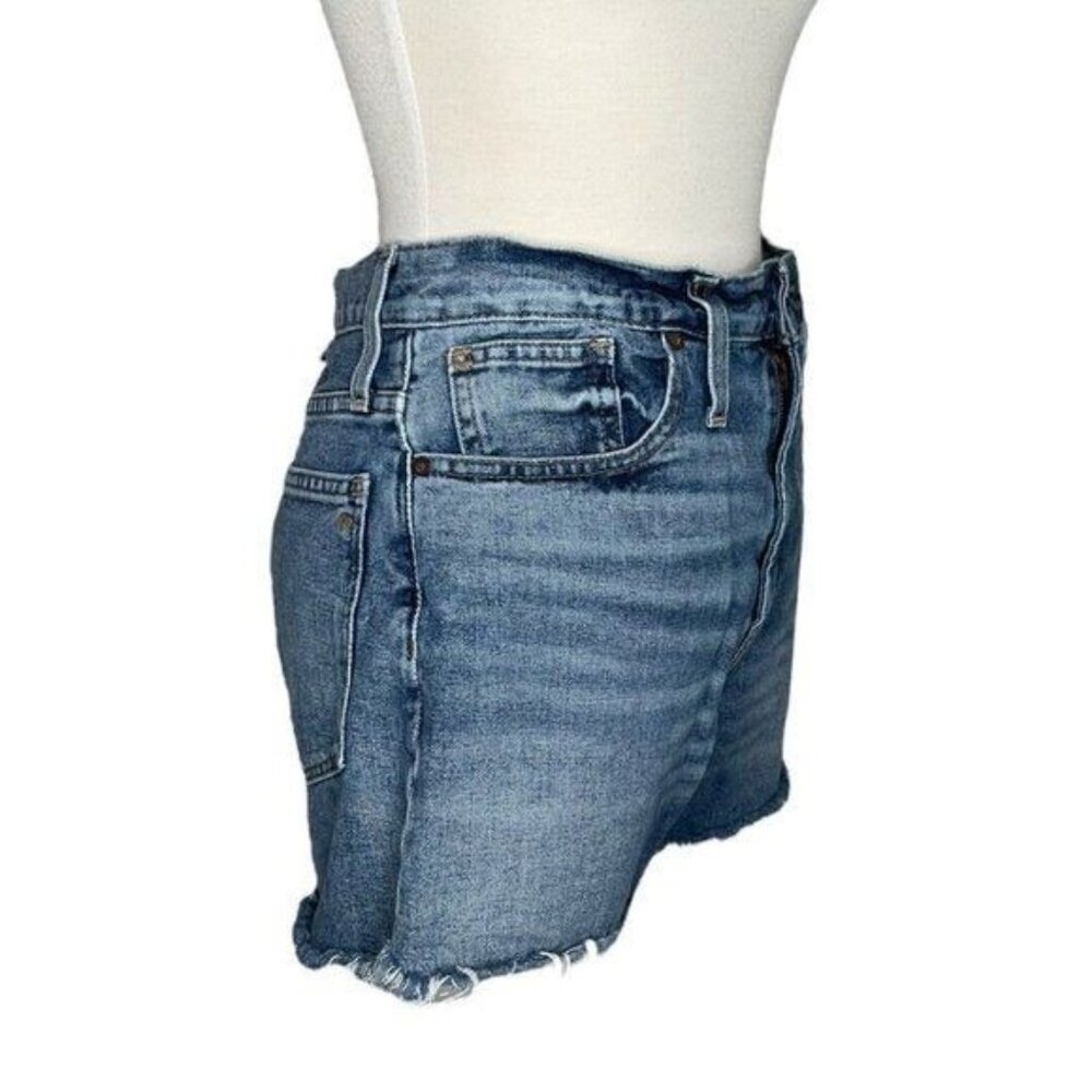 Madewell The Perfect Vintage Jean Shorts High Waist Light Wash Denim Cut Raw Hem - Picture 4 of 10